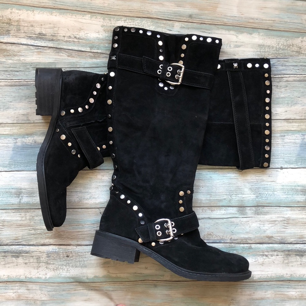 SAM EDELMAN Deryn Knee High Black tall stud boots - Picture 2 of 7